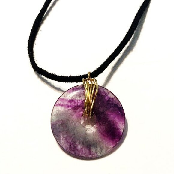 Rainbow Fluorite Donut Pendant Necklace – Clarity, Focus & Aura Cleansing - Picture 4 of 7